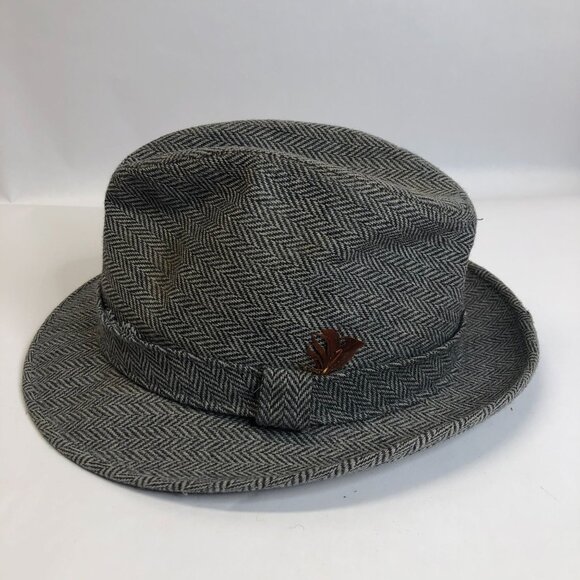 Pedigree Other - Vintage Feather Herringbone Fedora Pedigree Fifth Ave NY Size 7 1/4-7 3/8 Hat